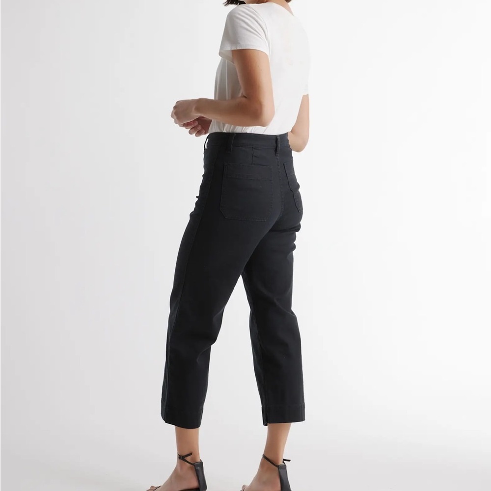 Quince organic stretch cotton twill wide leg high rise crop pants woman size 29 - Picture 3 of 15